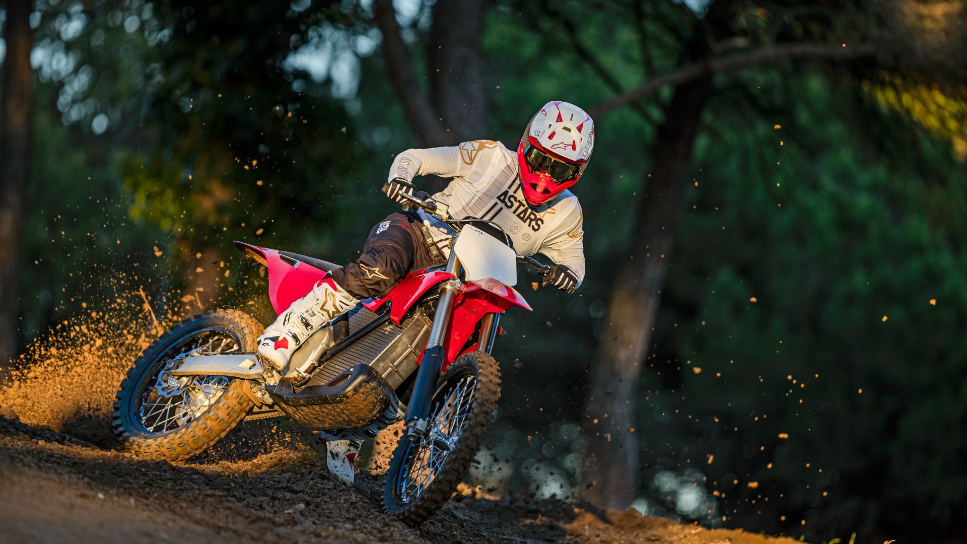 Stark Varg riding on a motocross track.