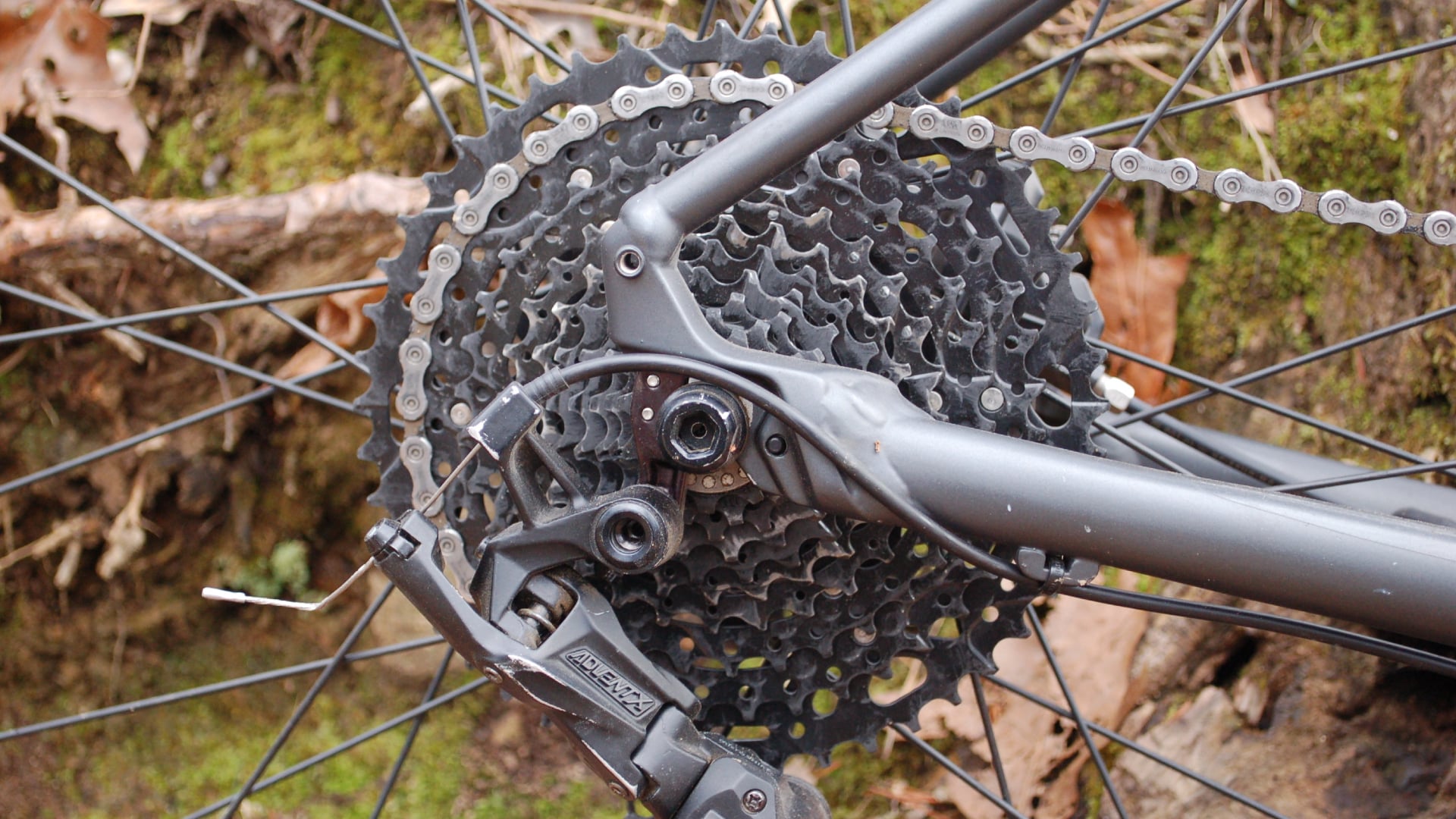 GT grade current adventix cassette and derailleur. 