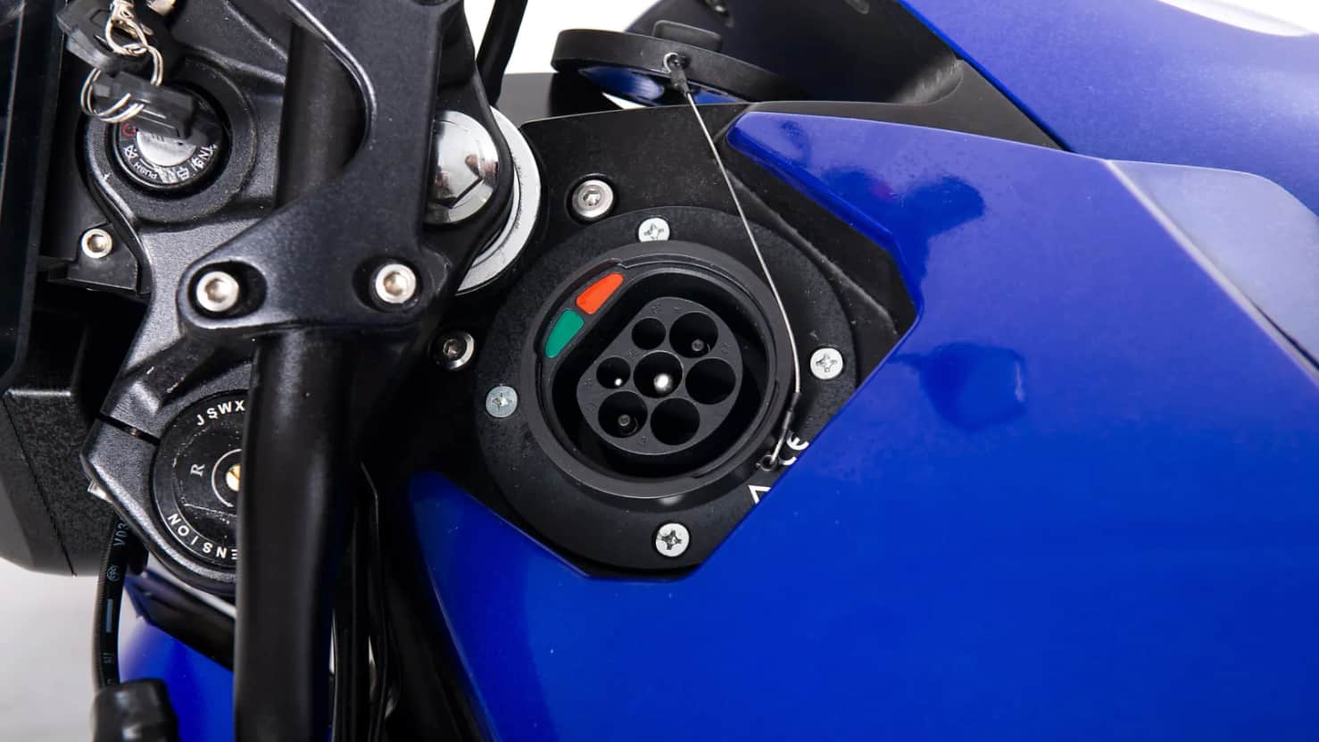 Kollter RS1 electric motorcycle gas tank charging port.