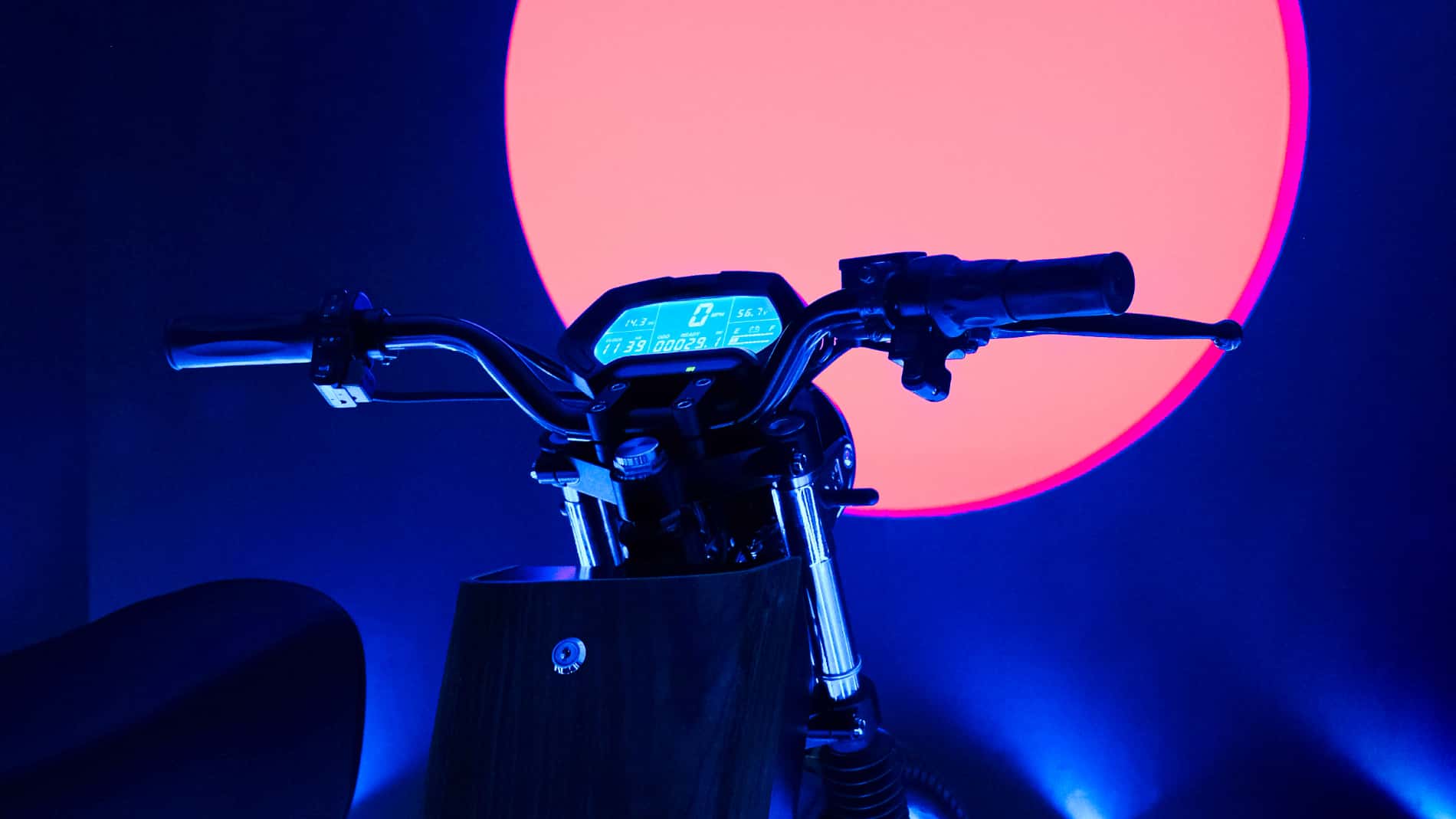 ONYX moped dashboard and cockpit close up.