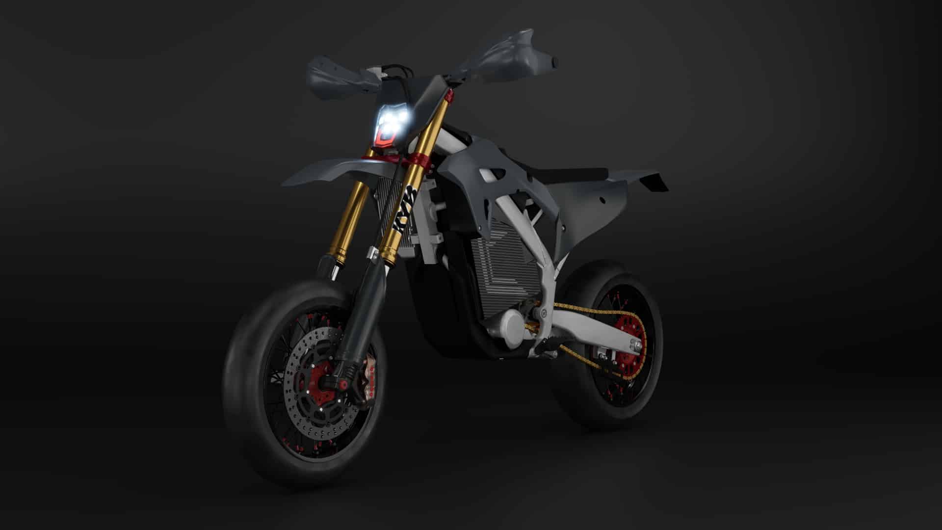 Flux Performance electric supermoto motorcycle.