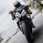 triumph te1 prototype on track.