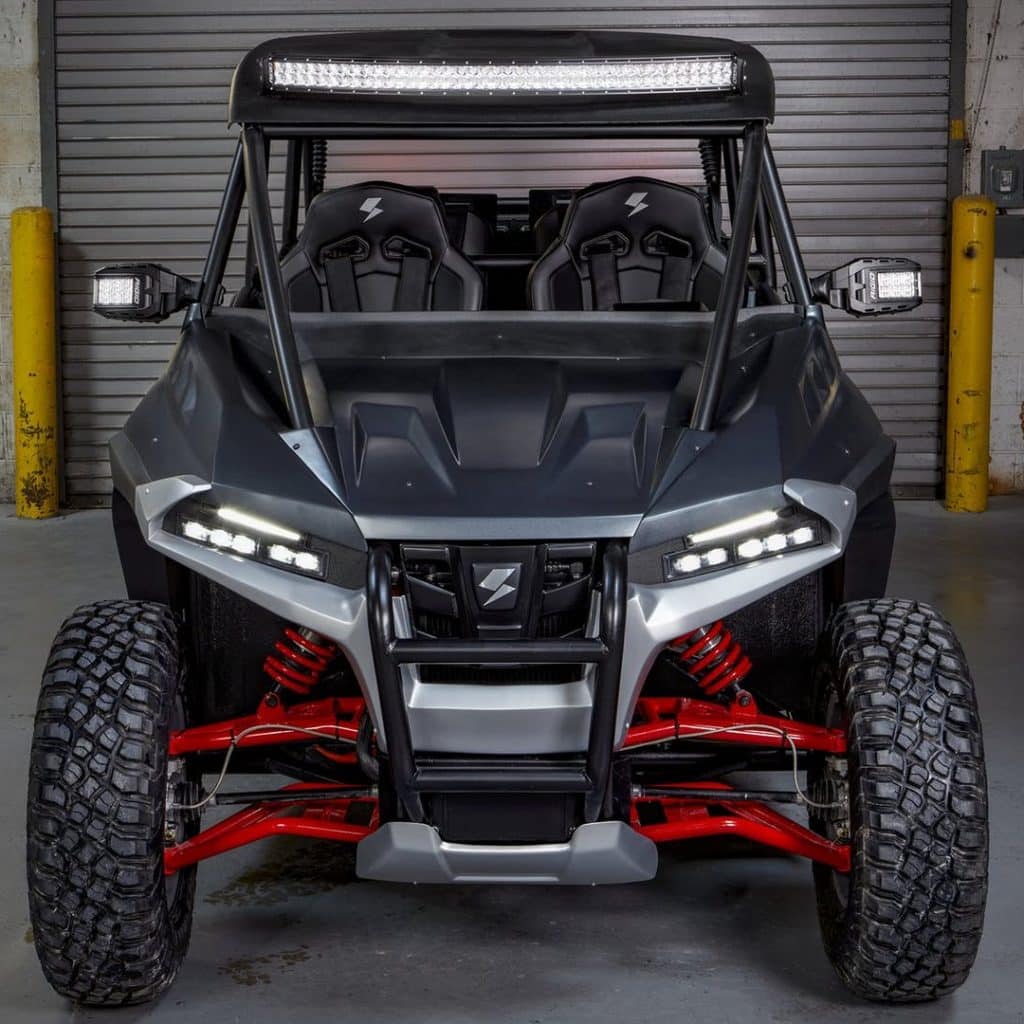 Volcon Stag electric utility vehicle shown from the front end. 