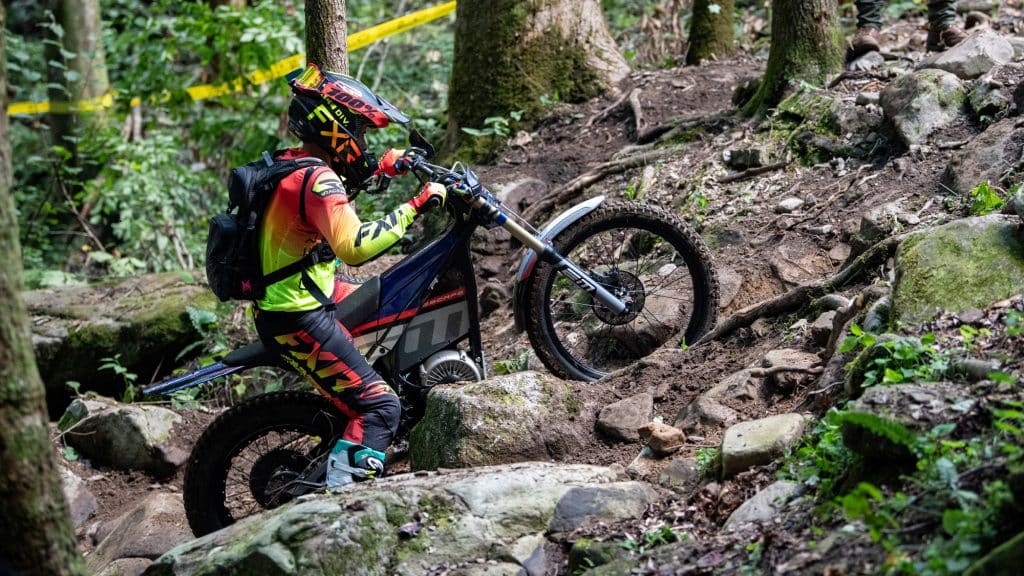 Tucker Neary makes his way through the hillclimb on an Electric Motion Escape R.