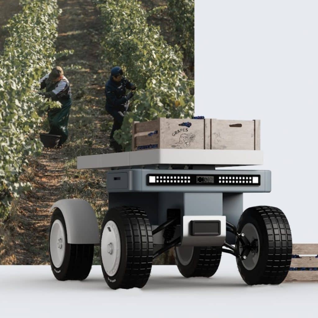 Cake Kibb electric four-wheeler hauling produce. 