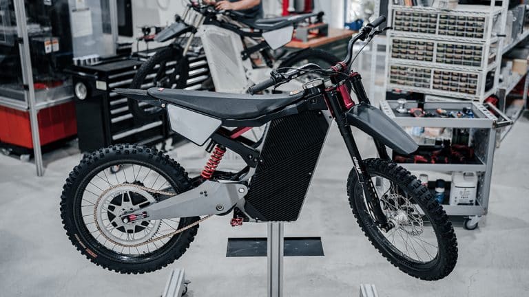 graft eo12 electric dirtbike on the production floor.