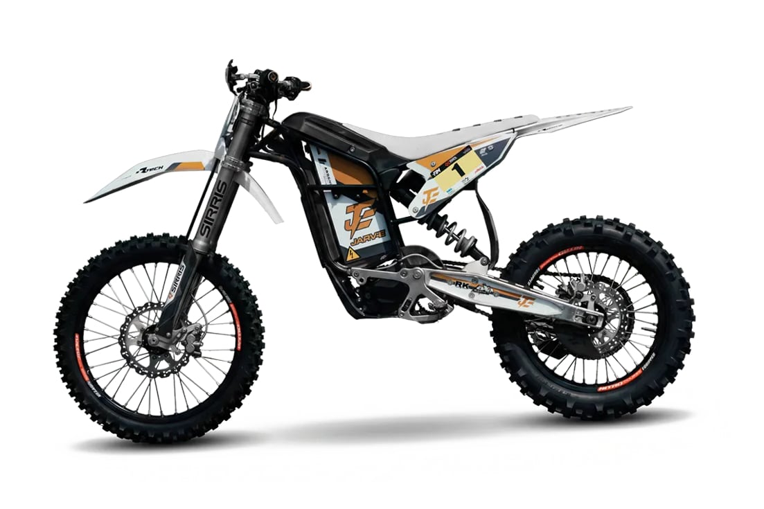 Studio image of the new Jarv-E electric hard enduro bike.